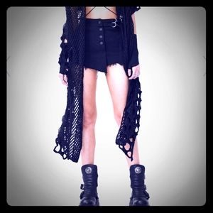 Punk Rave folded distressed denim skort